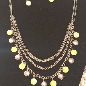 Green Necklace and Earrings